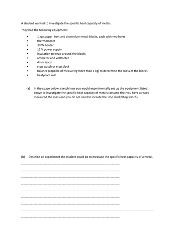 Aqa Required Practical - Specific Heat Capacity Method 