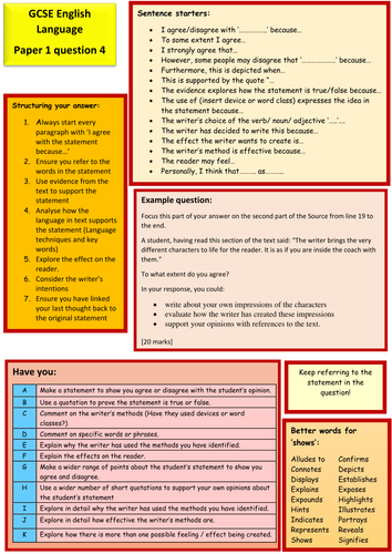 aqa english paper 1 revision