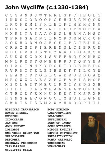 John Wycliffe Word Search