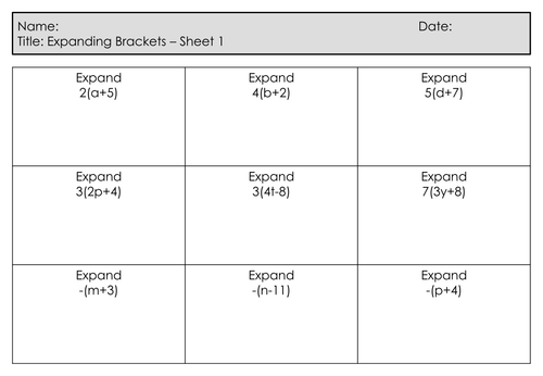 GCSE Foundation Maths - New Specification - Retention /Exam Questions - Expanding Single Brackets