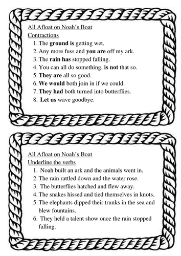 All Afloat on Noah's Boat Comprehension Work