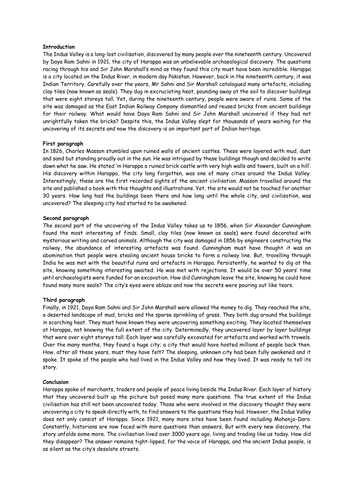 Historical Recount of the Indus Valley Civilisation