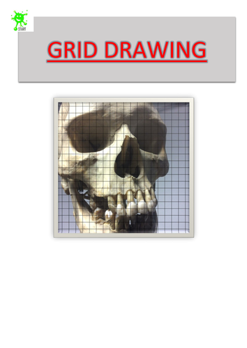 Art. Grid Drawing. Skull close up view 2