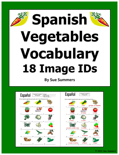Spanish Food Vegetables 18 Image IDs - Los Vegetales