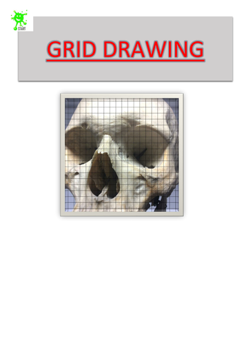 Art. Grid Drawing. Skull eye and nose sockets