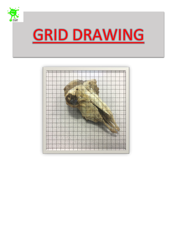 Art. Grid Drawing. Goat skull