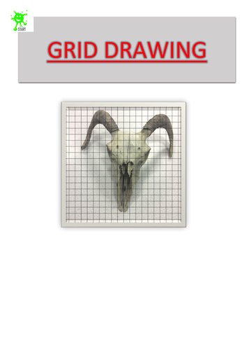 Art. Grid Drawing. Sheep skull 2