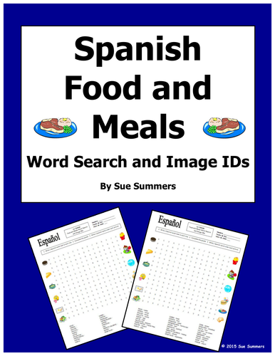 spanish food and meals word search puzzle vocabulary and image ids la comida teaching resources