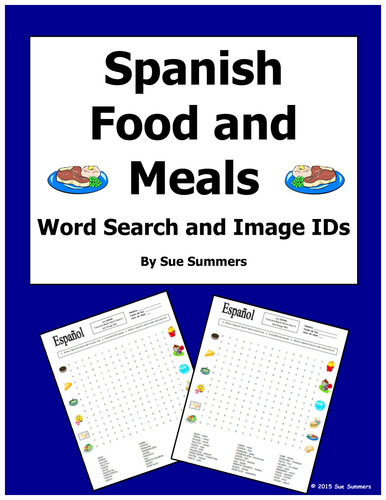 Spanish Food and Meals Word Search Puzzle, Vocabulary, and Image IDs - La Comida