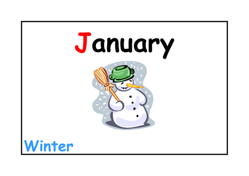 A colourful PDF 'Month of the Year with seasons' display