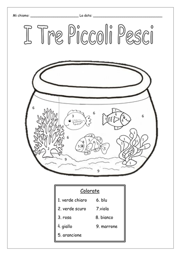 Italian Numbers Coloring Worksheet