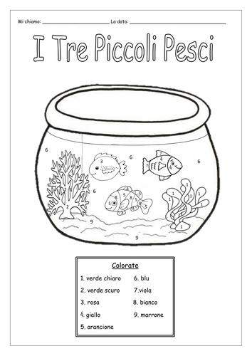 ITALIAN - COLOUR BY NUMBERS - WORKSHEETS