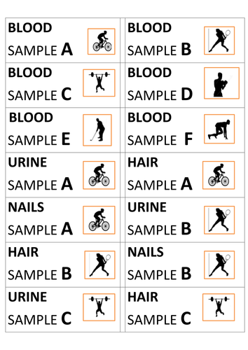 OCR National Certificate in Sports Studies R051 drug testing sample stickers/labels