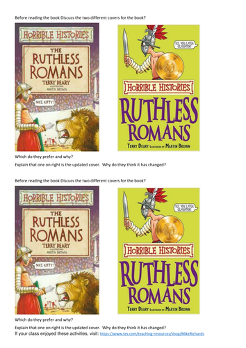 Terry Deary - the Ruthless Romans - 6 sessions of Guided Reading / Whole class activities