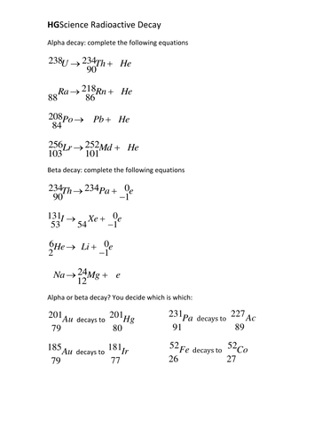 New AQA Physics Nuclear Equations