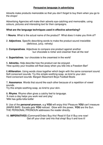 Persuasive language in advertising