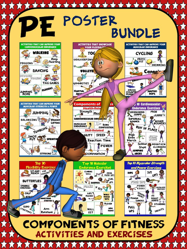 PE Poster Bundle: Components of Fitness- 9 Activity and Exercise