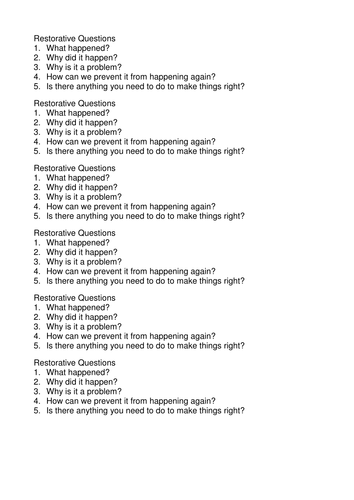 Restorative questions script