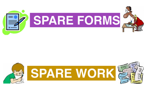 Spare forms and worksheets tub labels