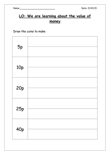 Year 1 - Differentiated Money worksheets
