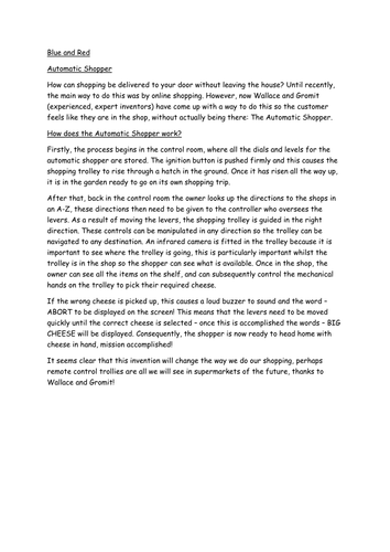 wagoll explanation text year 4 wallace and gromit