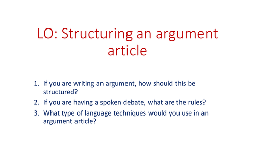 Writing to argue lesson