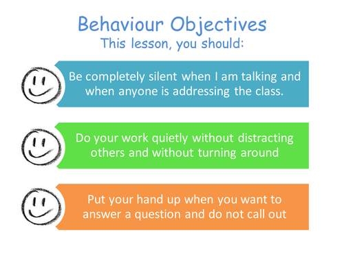behaviour objective slide- learning objective review slide- 'DIRTY' time slide