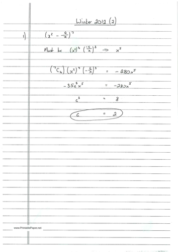 CIE A-Level Maths Pure 1 (P1) Worked Solutions - October/November 2012 (2)