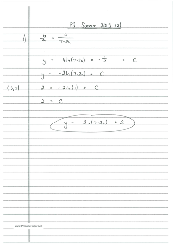 CIE A-Level Maths Pure 2 (P2) Worked Solutions - May/June 2013 (2)