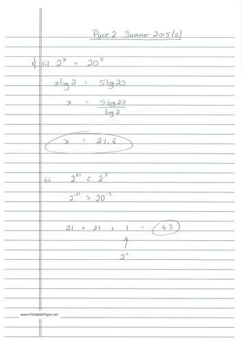 CIE A-Level Maths Pure 2 (P2) Worked Solutions - May/June 2015 (2)