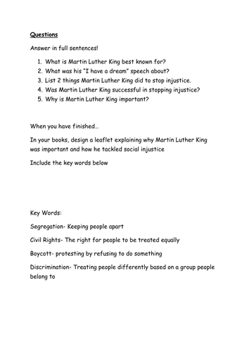 Martin Luther King activities