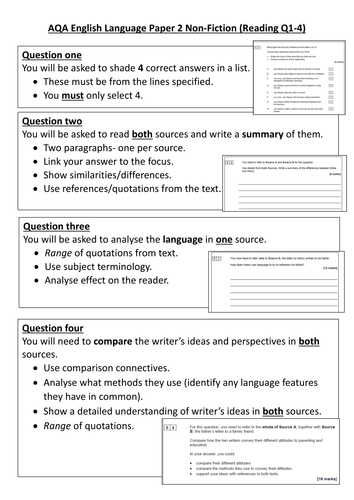 GCSE AQA Language Paper 2 Q1-4 guide for students