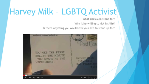 Homophobia - human rights, activism of Harvey Milk and Homosexuality & the media - Lesson 2