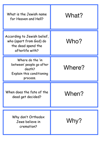 Jewish Messiah 5W Activity Cards
