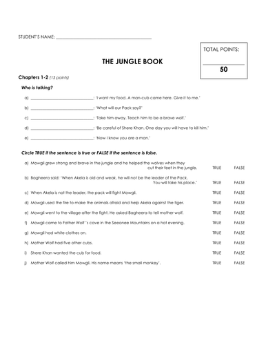 Reading Comprehension The Jungle Book Penguin Readers By