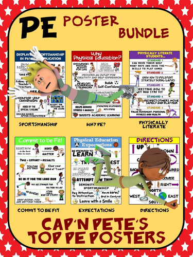 PE Poster Bundle: Cap'n Pete's Top Physical Education Posters- 12 PE Posters