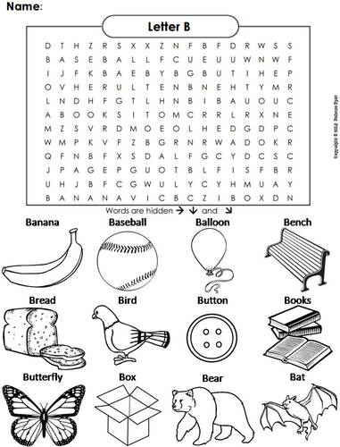 The Letter B Word Search