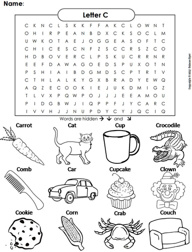 The Letter C Word Search