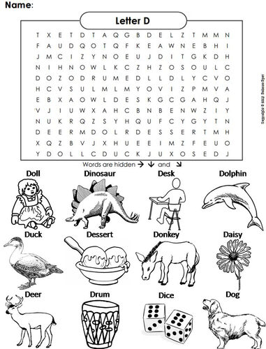 The Letter D Word Search