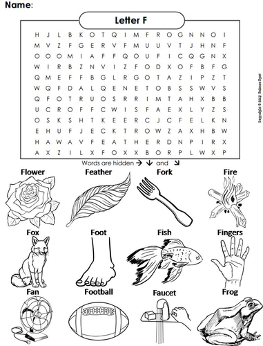 The Letter F Word Search