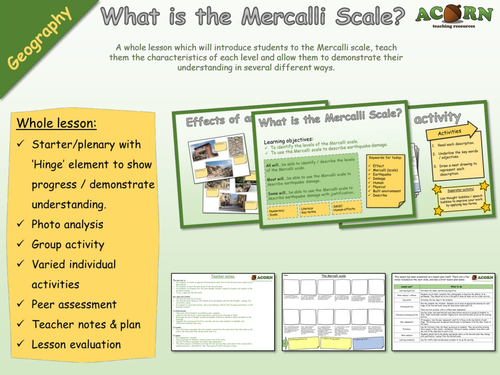 Geography - Natural Hazards - Earthquakes - Mercalli Scale drawing activity