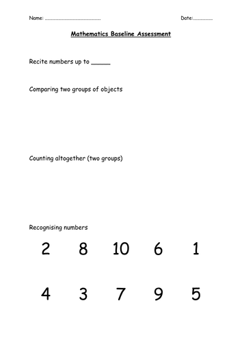 Reception Baseline Assessment activities