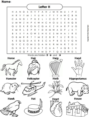 The Letter H Word Search