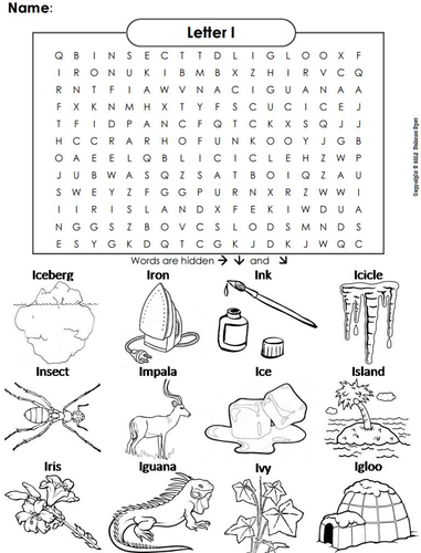 The Letter I Word Search