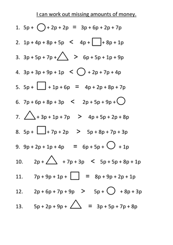 Comparing number sentences using < > =