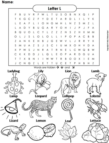 The Letter L Word Search