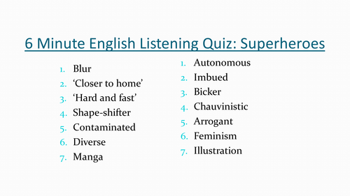 6 Minute English Listening Quiz Superheroes