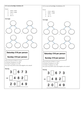Year 5 Calculations Revision Mixed Reasoning Problems Addition Subtraction Multiplication Division