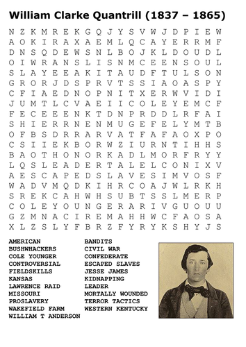 William Clarke Quantrill Word Search