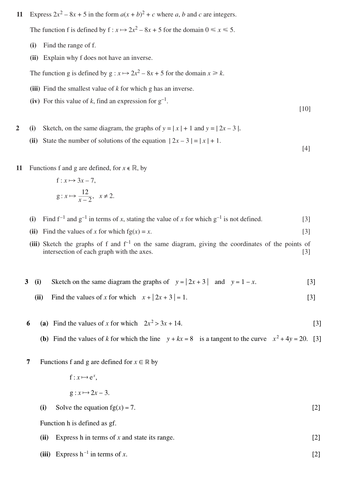 IGCSE Add Maths: Functions